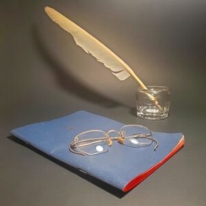 1900s Clear Glass Ink Well Desk Accessory Vintage Antique EUC